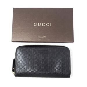 GUCCI Microguccissima GG Micro Logo Leather Zip Around Continental Wallet Brown